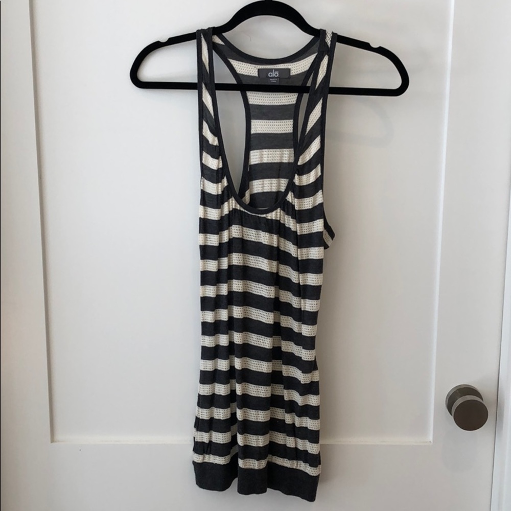 ALO Yoga Striped Racerback Tank in Black and Cream